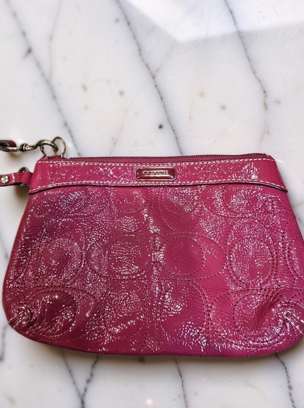 Coach Fuchsia Patent Leather Signature C Wristlet